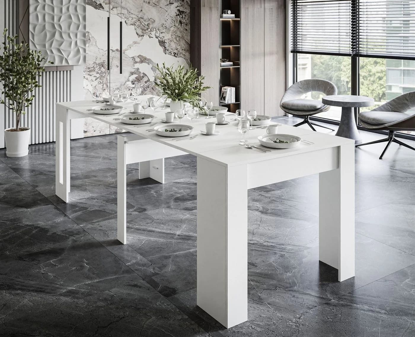 ALLHOUSE24 Konsolentisch 237 ausziehbarer Tisch weiß matt - Bild 5