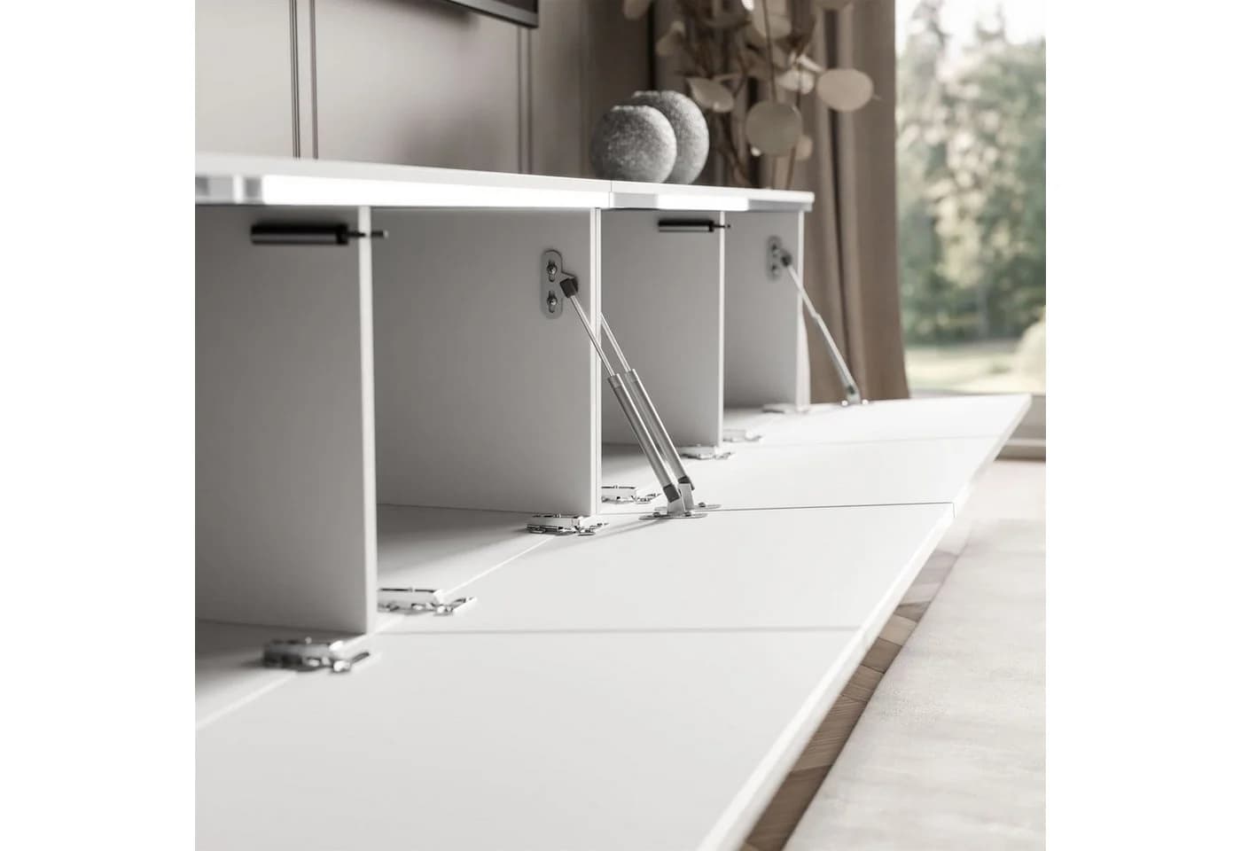 ALLHOUSE24 TV-Schrank NELLY SILBER Hängendes TV Lowboard Weiß Glanz mit LED-Beleuchtung - Bild 5