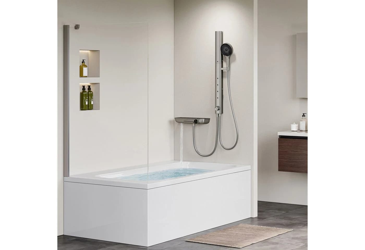 HOROW Duschsystem mit Thermostatarmatur Grau Regendusche Set