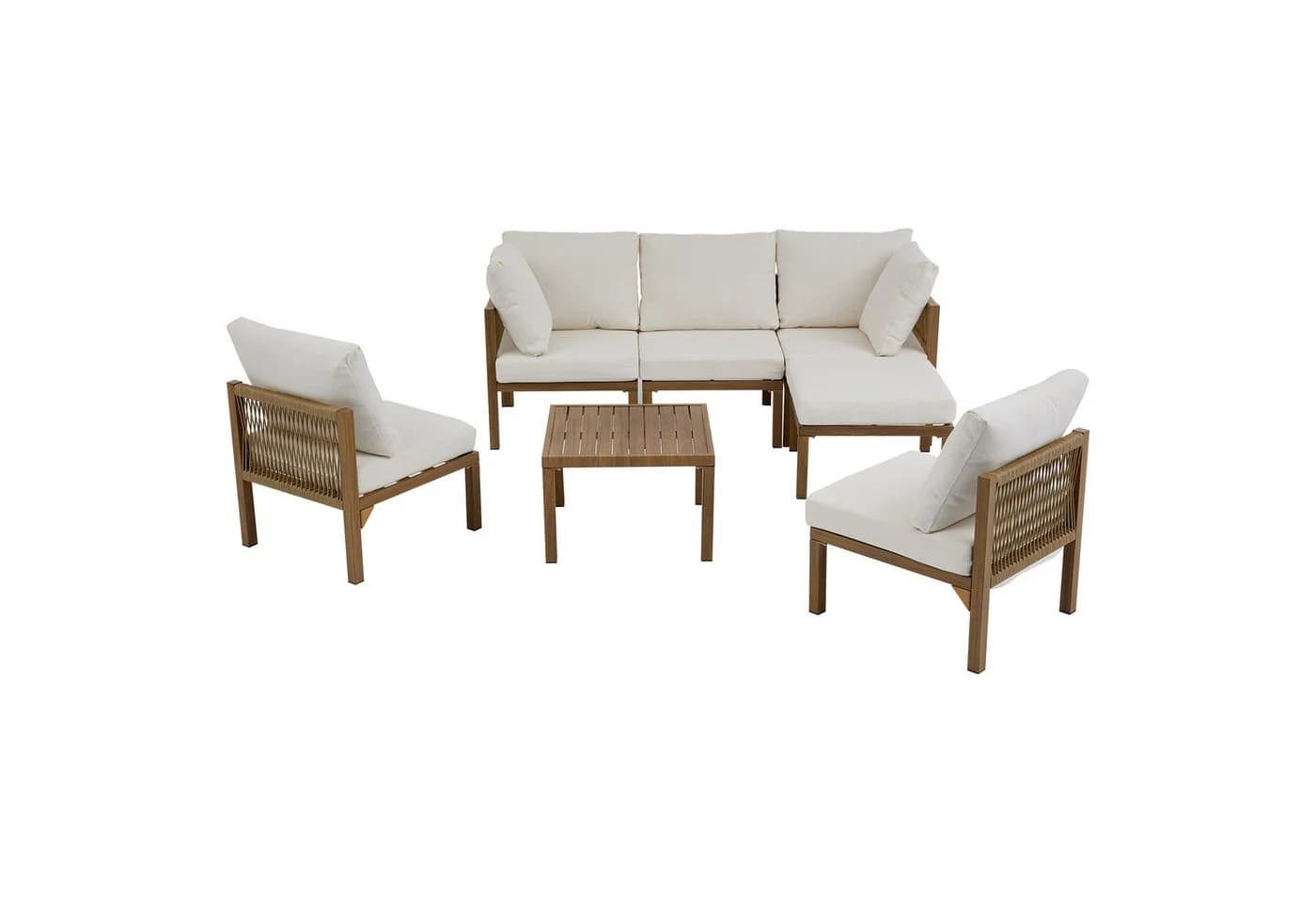 KLAM HOME Gartenlounge-Set 6-Personen Beige Modular