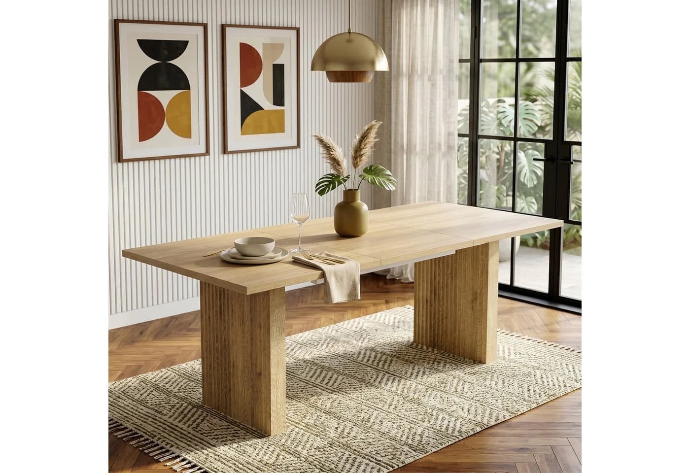KLAM HOME Ausziehbarer Esstisch Eichenoptik Modern - Bild 2