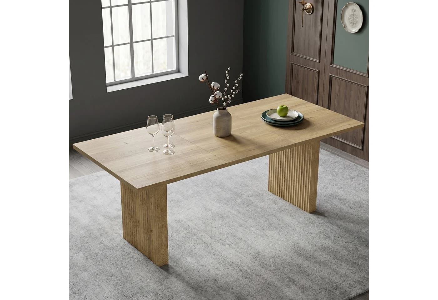 KLAM HOME Ausziehbarer Esstisch Eichenoptik Modern - Bild 5