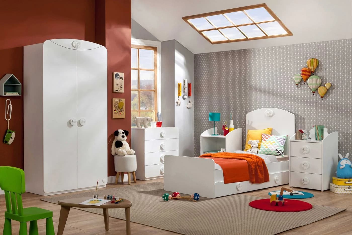 Möbel-Zeit Babyzimmer-Komplettset BABY COTTON 4-tlg. mit Kleiderschrank, Bett, Kommode, Regal - Bild 1