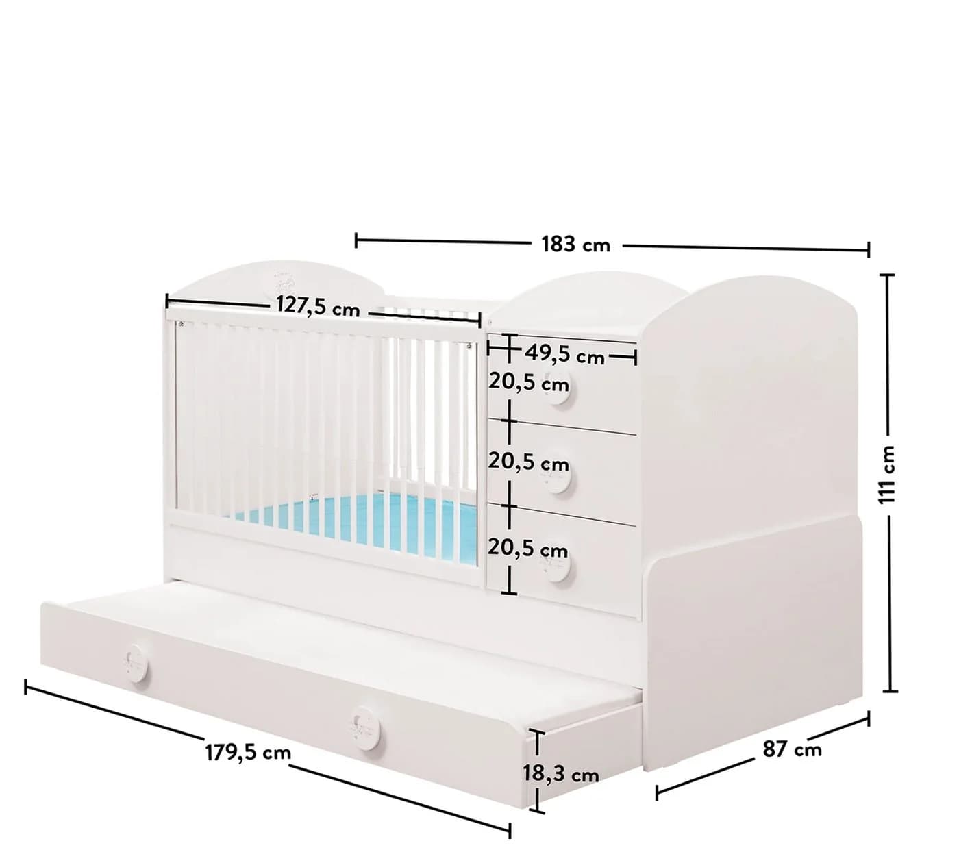 Möbel-Zeit Babyzimmer-Komplettset BABY COTTON 4-tlg. mit Kleiderschrank, Bett, Kommode, Regal - Bild 4