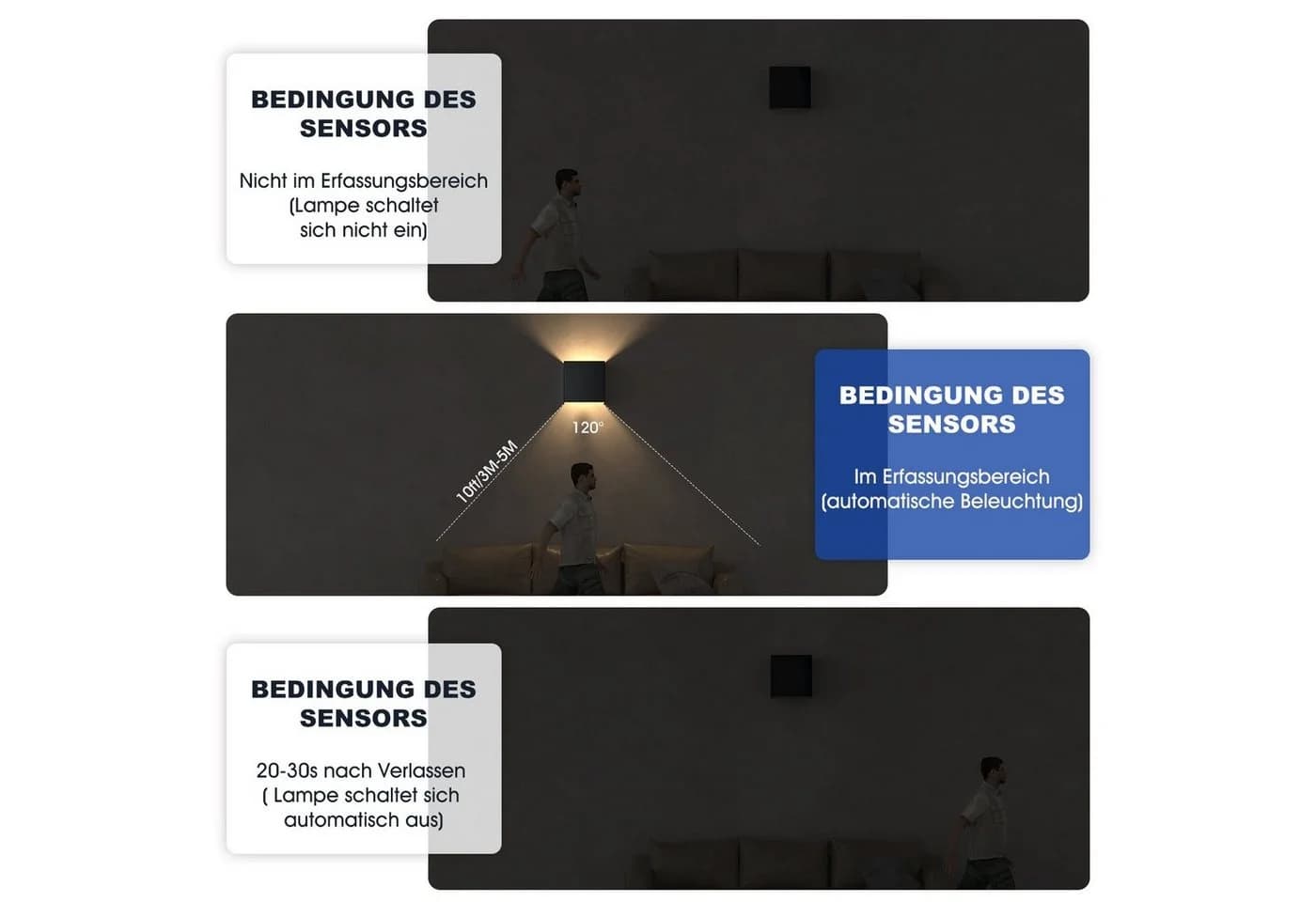 WILGOON LED Wandleuchte 6W Aluminium Wandlampe IP65 Verstellbar Warmweiß - Bild 5