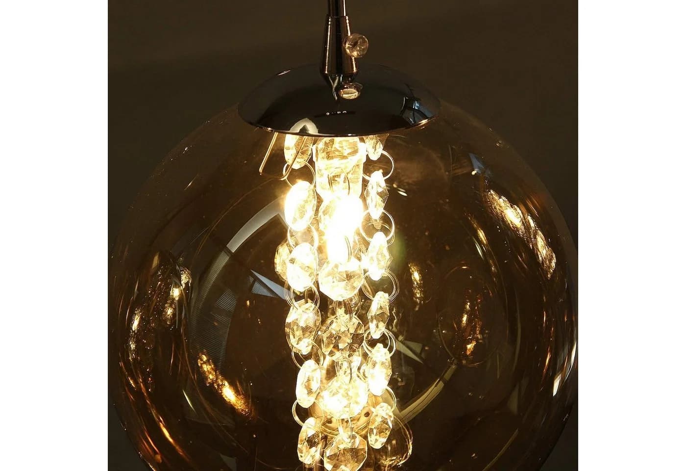 ZMH LED Pendelleuchte Höhenverstellbar Kronleuchter Glas Warmweiß 3-Flammig - Bild 5