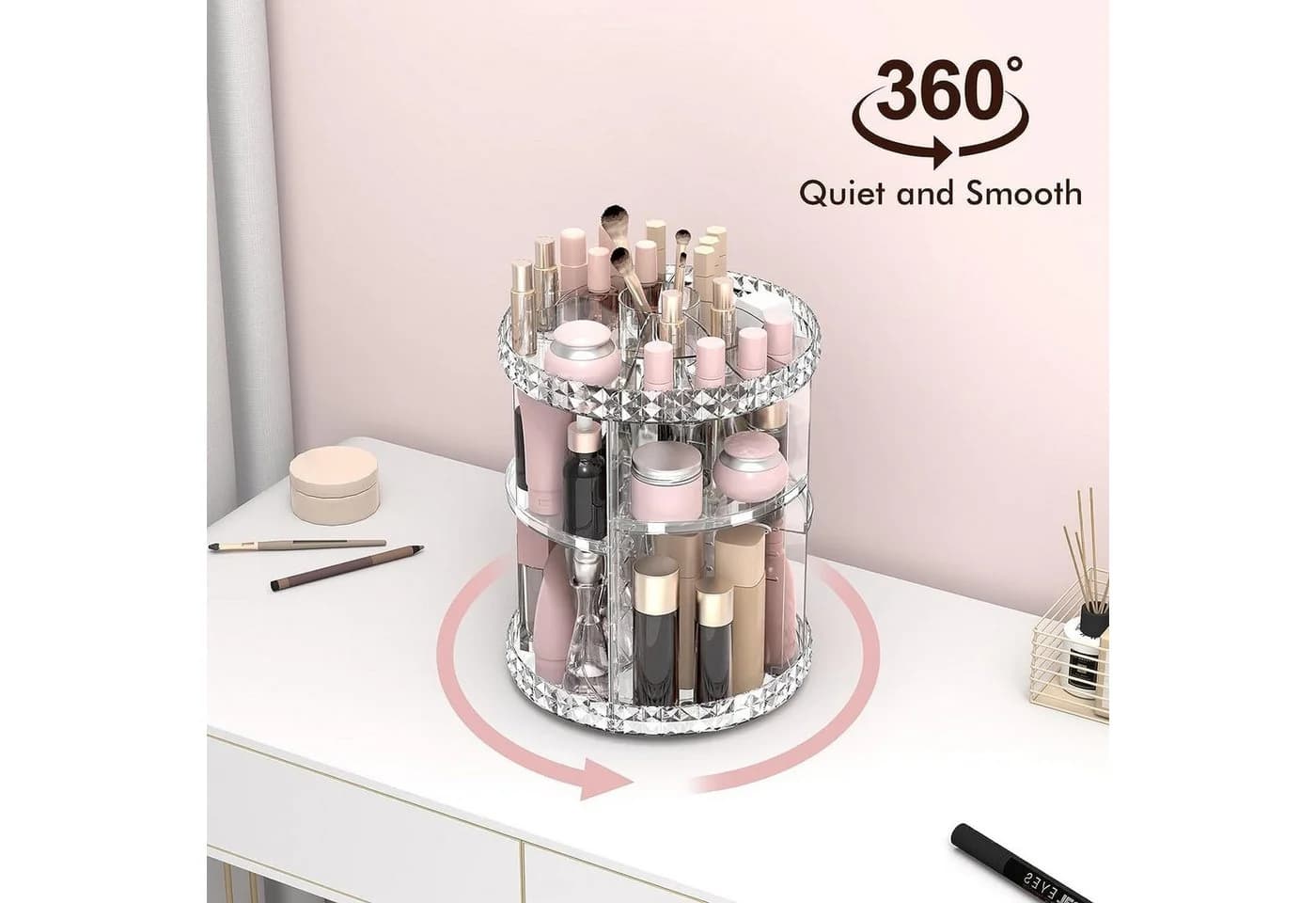Refined Living Organizer 360° Drehbarer Make-up-Organizer Transparent