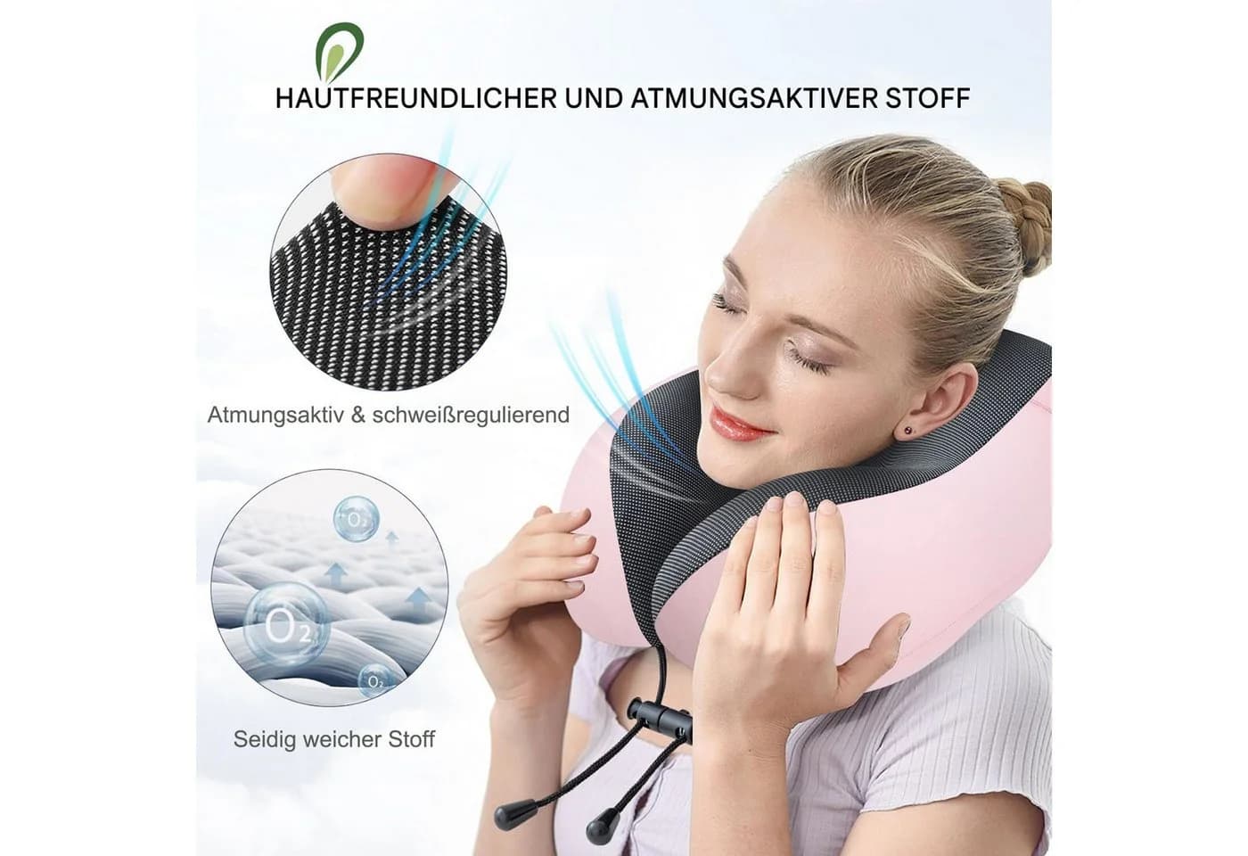 SURFOU Reisekissen Nackenkissen U-Form Memory Foam Rosa - Bild 5