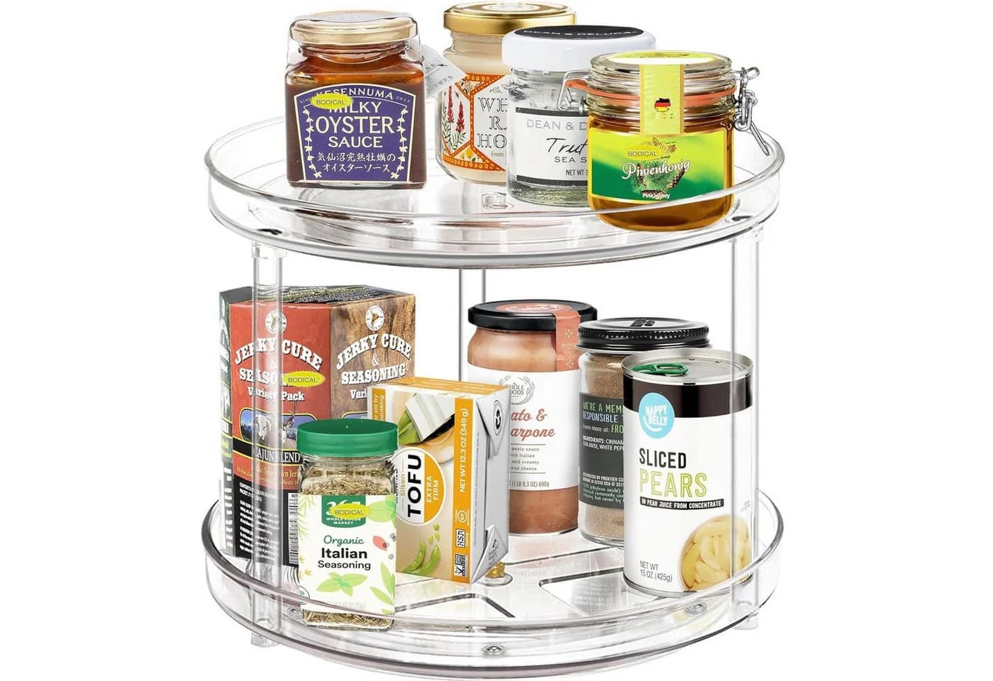 SURFOU Gewürzregal 2 Ebenen Drehteller Organizer 360° Kühlschrank Drehplatte - Bild 2