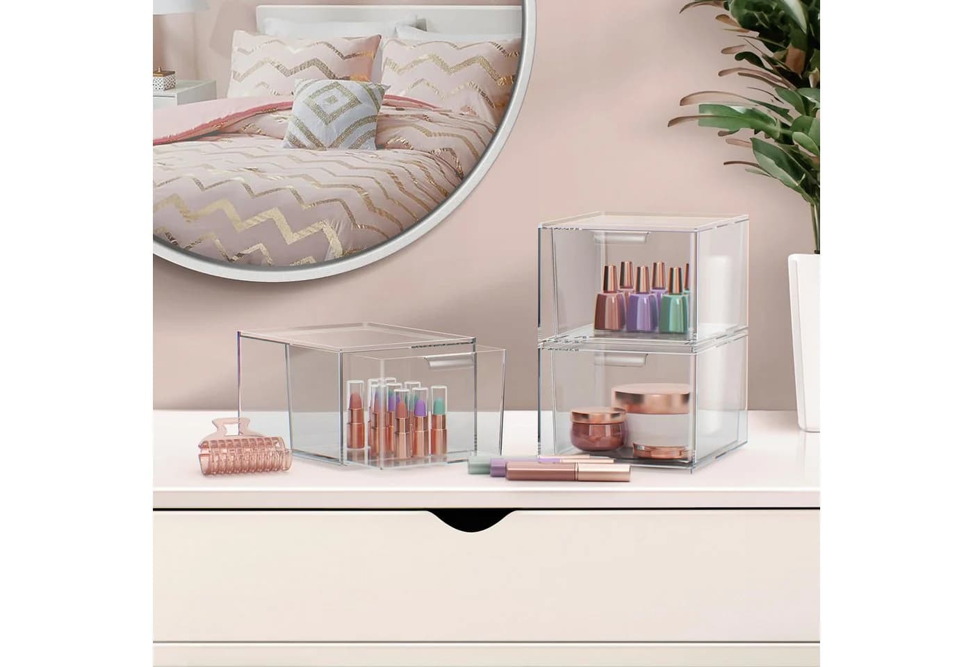 SURFOU Badorganizer Stapelbarer Make-up-Organizer 2/4/6er-Set Acryl-Organizer transparent - Bild 4