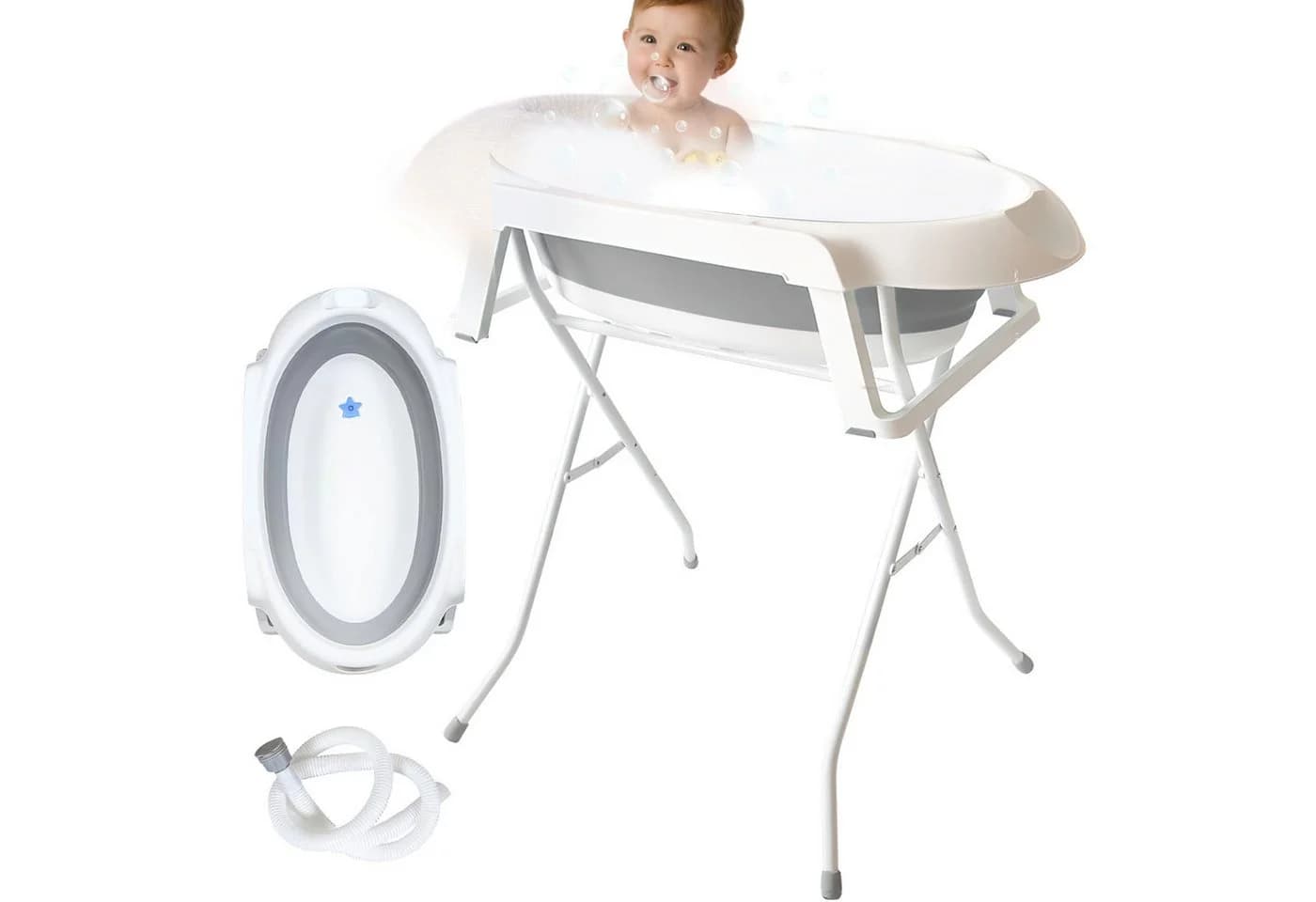 HEYHIPPO Babybadewanne 82 cm Haushaltgrau mit Eisenrohrhalterung - Bild 2