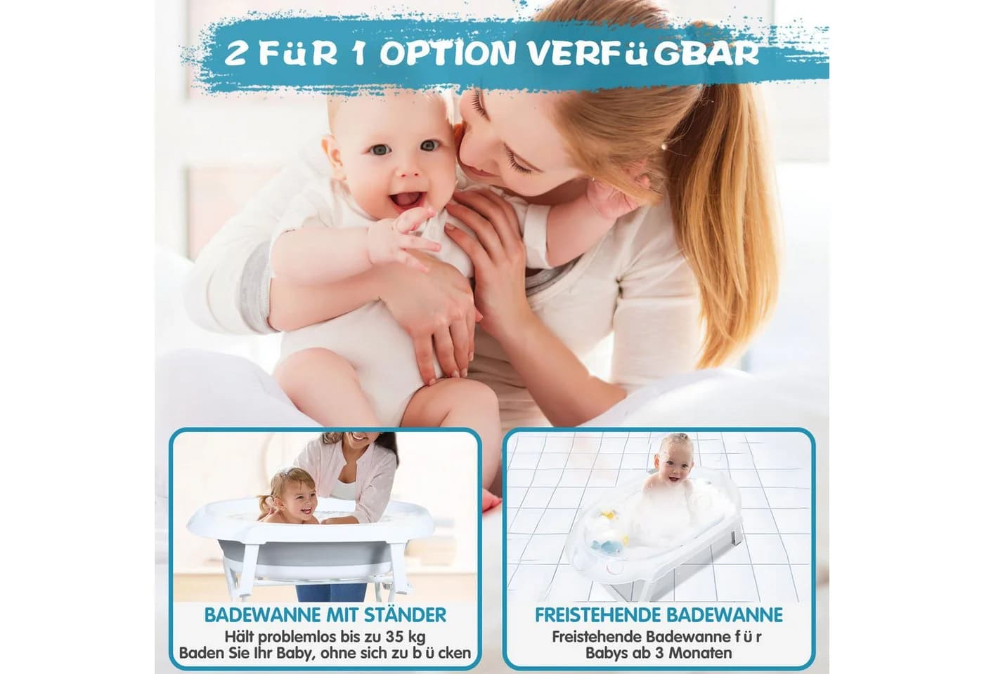 HEYHIPPO Babybadewanne 82 cm Haushaltgrau mit Eisenrohrhalterung - Bild 5