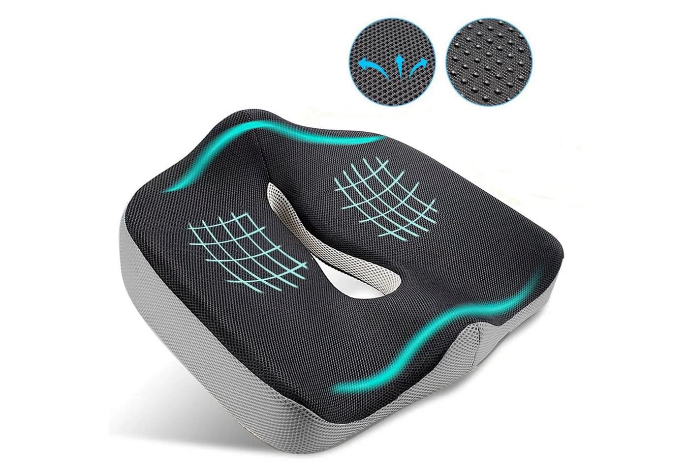 HEYHIPPO Sitzkissen Memory Foam Bürostuhlkissen Verdicktes Ergonomisches Sitzkissen Orthopädisch Schwarz - Bild 3