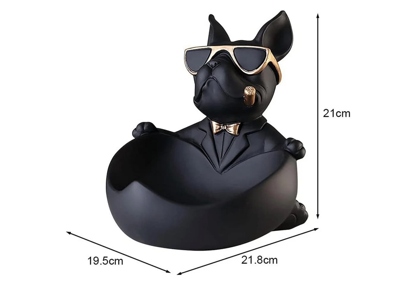 HEYHIPPO Französische Bulldogge Statue Herzförmiges Tablett Schwarz