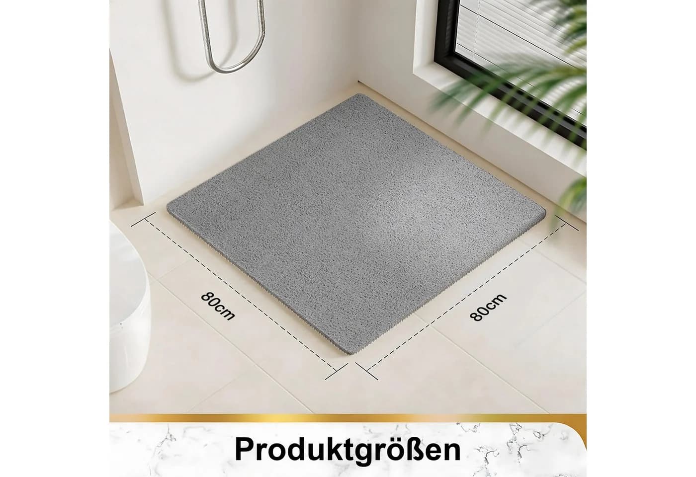 HEYHIPPO Rutschfeste Duschmatte PVC Grau 80x80 cm