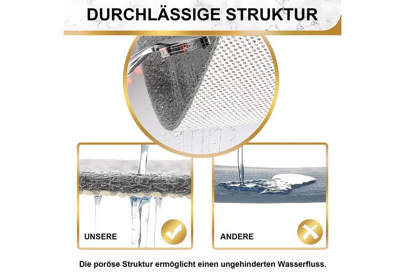 HEYHIPPO Rutschfeste Duschmatte PVC Grau 80x80 cm - Bild 5