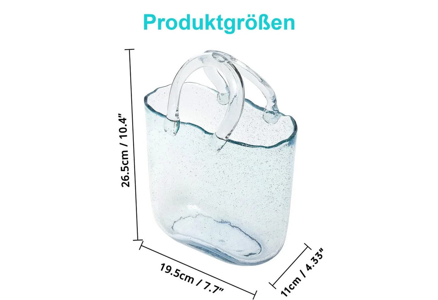HEYHIPPO Dekovase Handtaschenform Hellblau Glas