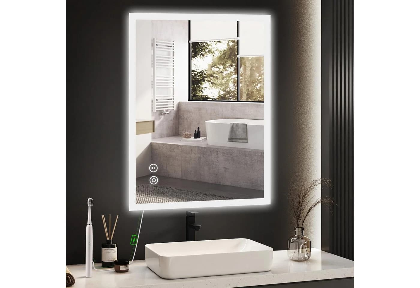 YOLEO Badspiegel mit LED-Licht und Touchschalter, Warm/Kalt/Neutral-Licht - Bild 2