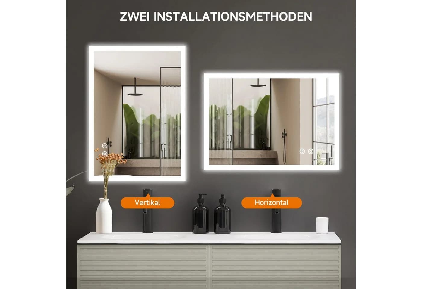 YOLEO Badspiegel mit LED-Licht und Touchschalter, Warm/Kalt/Neutral-Licht - Bild 5