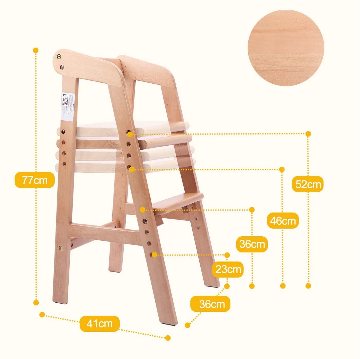 OUNUO Kinderstuhl Baby Holz Stuhl Mitwachsender Kinderstuhl Lernstuhl Kinder 2-12 Jahren