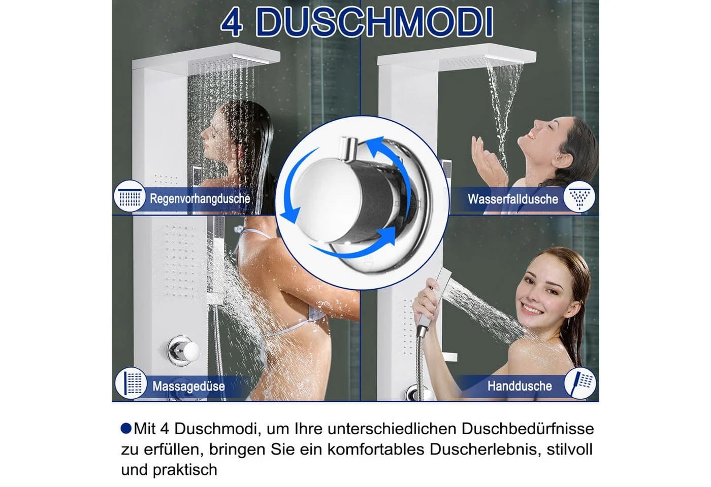 FIVMEN Duschsystem Duschpaneel Edelstahl Gebürstet mit Regendusche und Wasserfalldusche - Bild 4