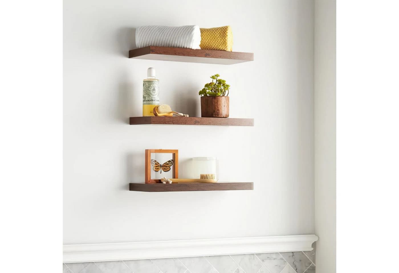 Refined Living Wandregal 3-tlg. Braun MDF 41x17x2,8 cm