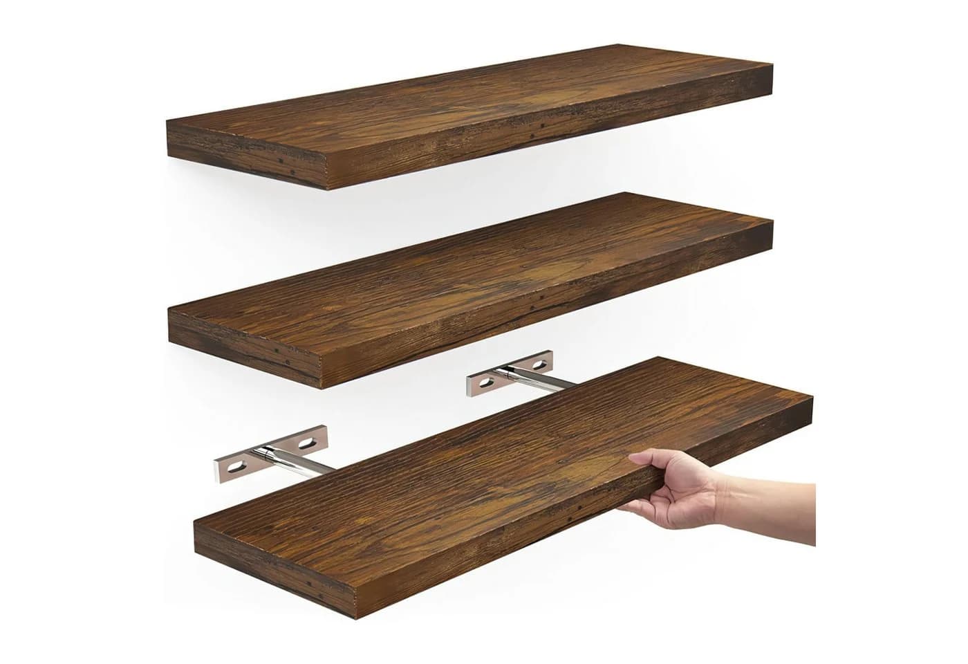 Refined Living Wandregal 3-tlg. Braun MDF 41x17x2,8 cm - Bild 2