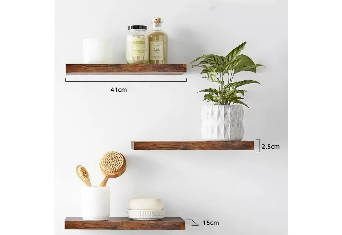 Refined Living Wandregal 3-tlg. Braun MDF 41x17x2,8 cm - Bild 3