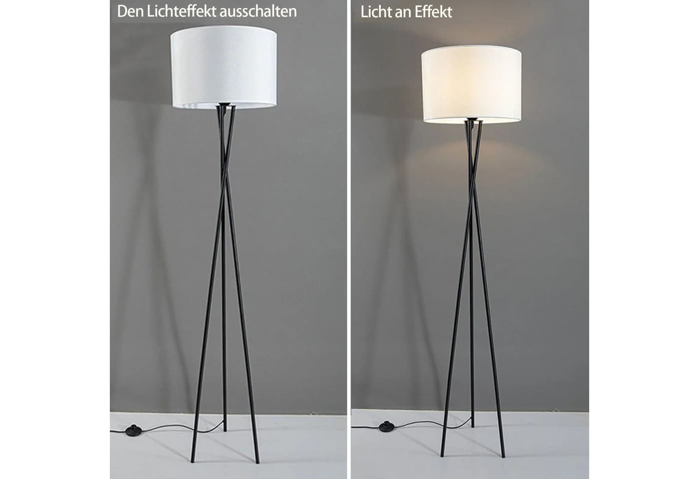 ibettertec Stehlampe LED dimmbar schwarz 165cm Samtschirm - Bild 3