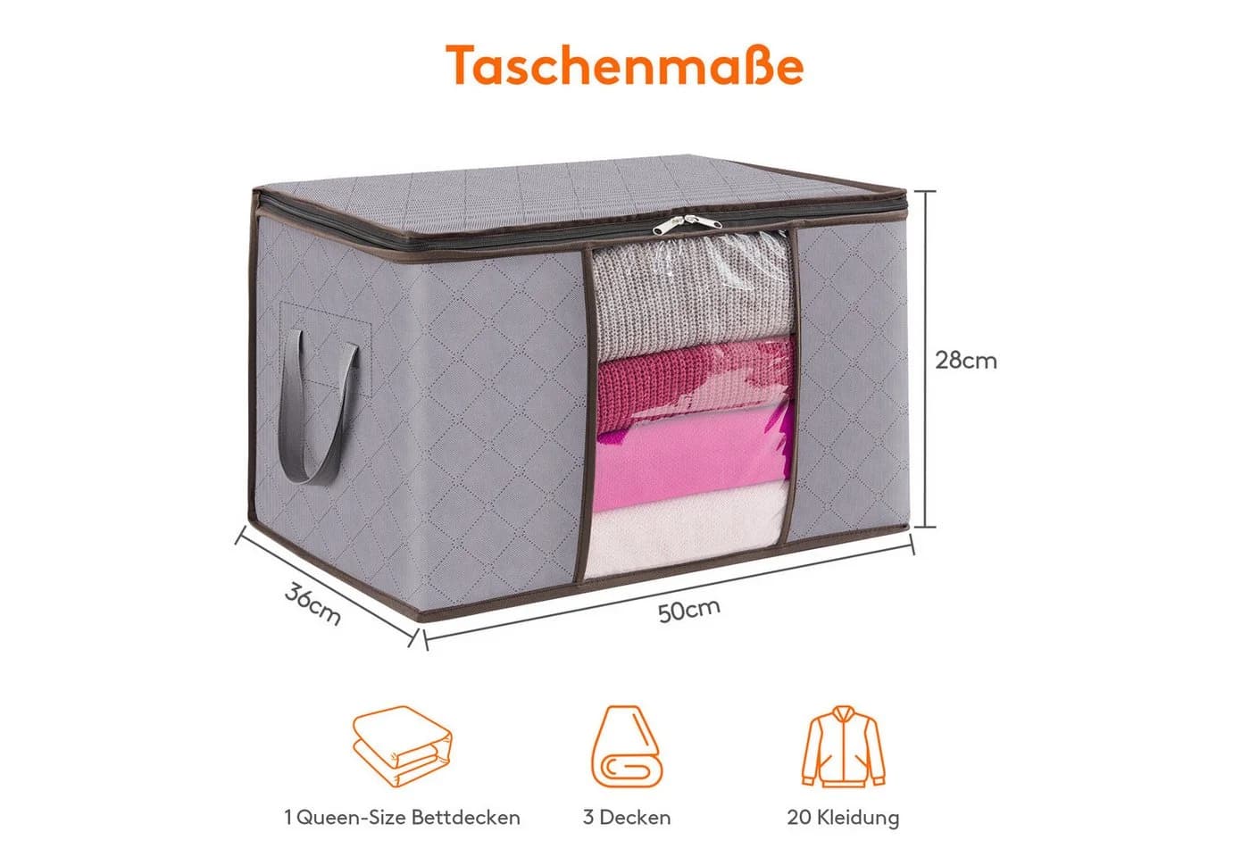 Lifewit Kleiderschutzhülle 50L Aufbewahrungstasche Kleidung Grau
