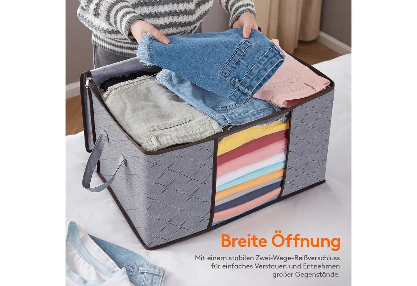 Lifewit Kleiderschutzhülle 50L Aufbewahrungstasche Kleidung Grau - Bild 4