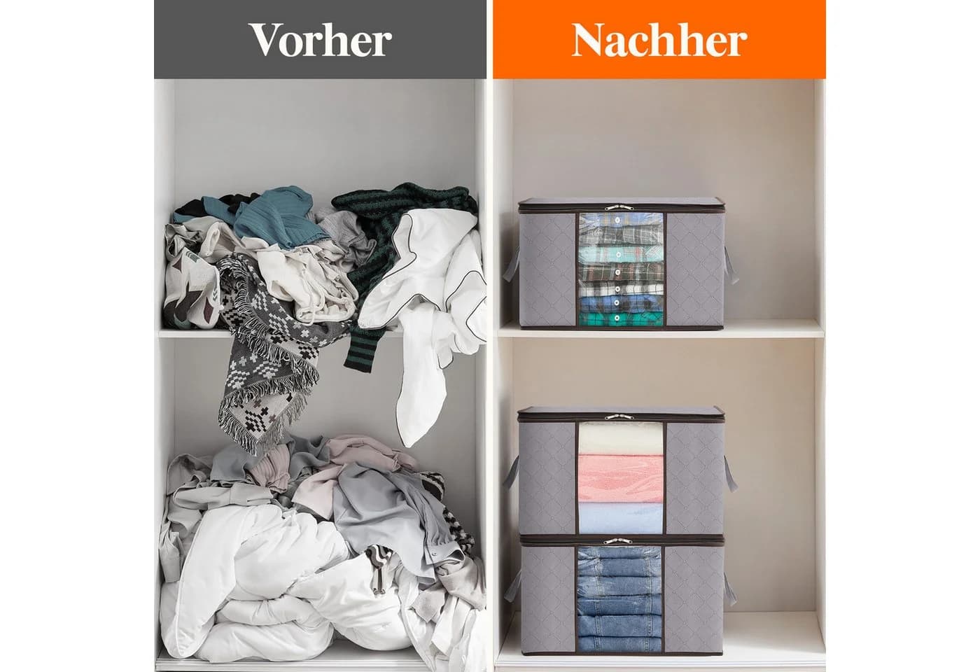 Lifewit Kleiderschutzhülle 50L Aufbewahrungstasche Kleidung Grau - Bild 5