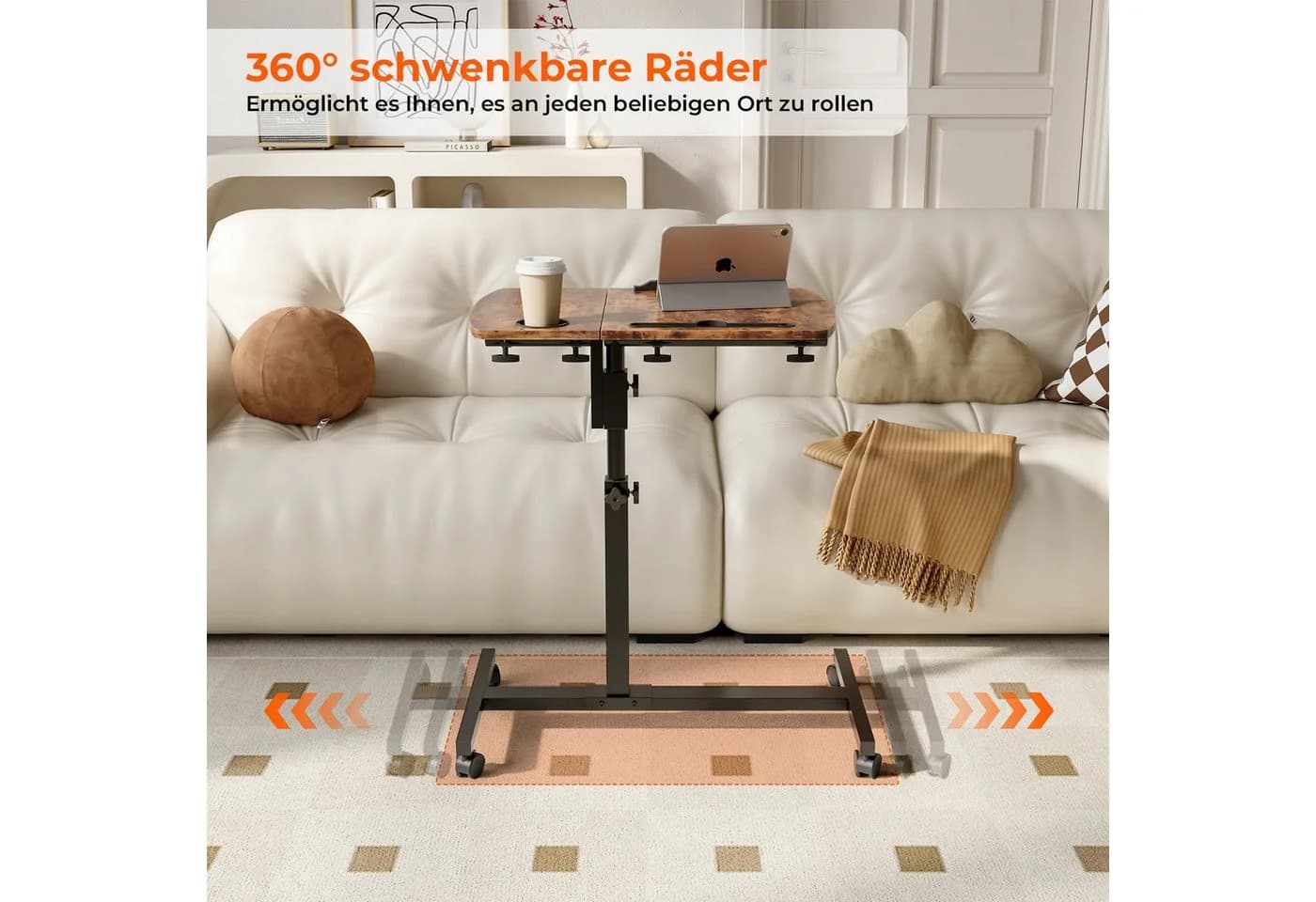 YOLEO Stehpult Laptoptisch Höhenverstellbar 68,5-98 cm mit 4 Rollen - Bild 3