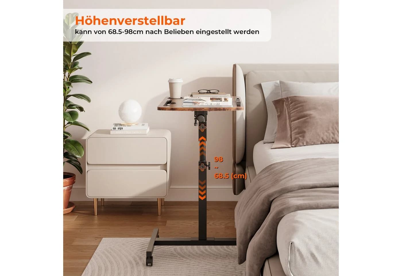 YOLEO Stehpult Laptoptisch Höhenverstellbar 68,5-98 cm mit 4 Rollen - Bild 4
