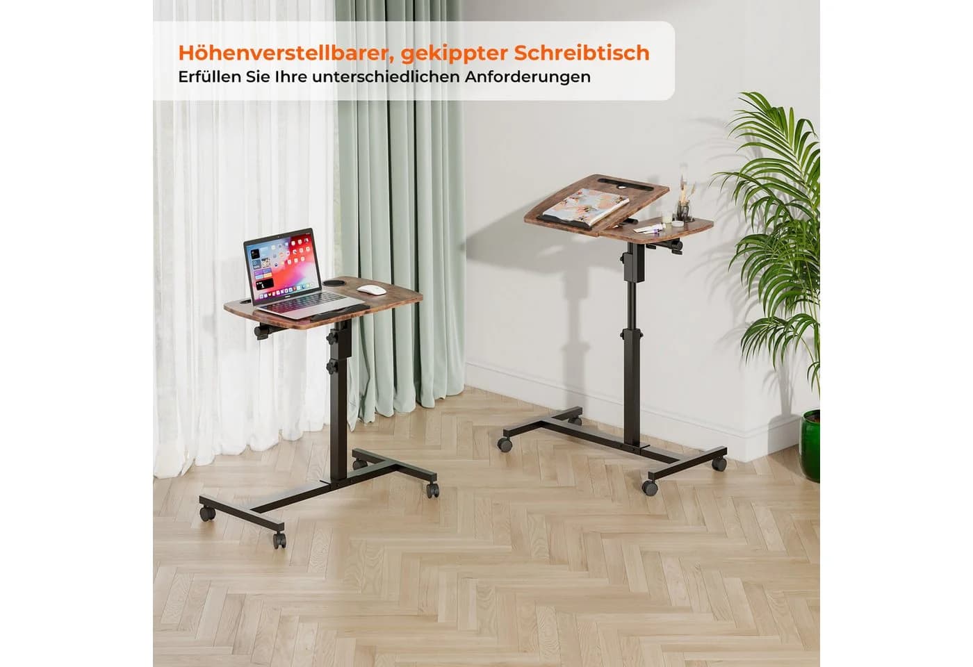 YOLEO Stehpult Laptoptisch Höhenverstellbar 68,5-98 cm mit 4 Rollen - Bild 5