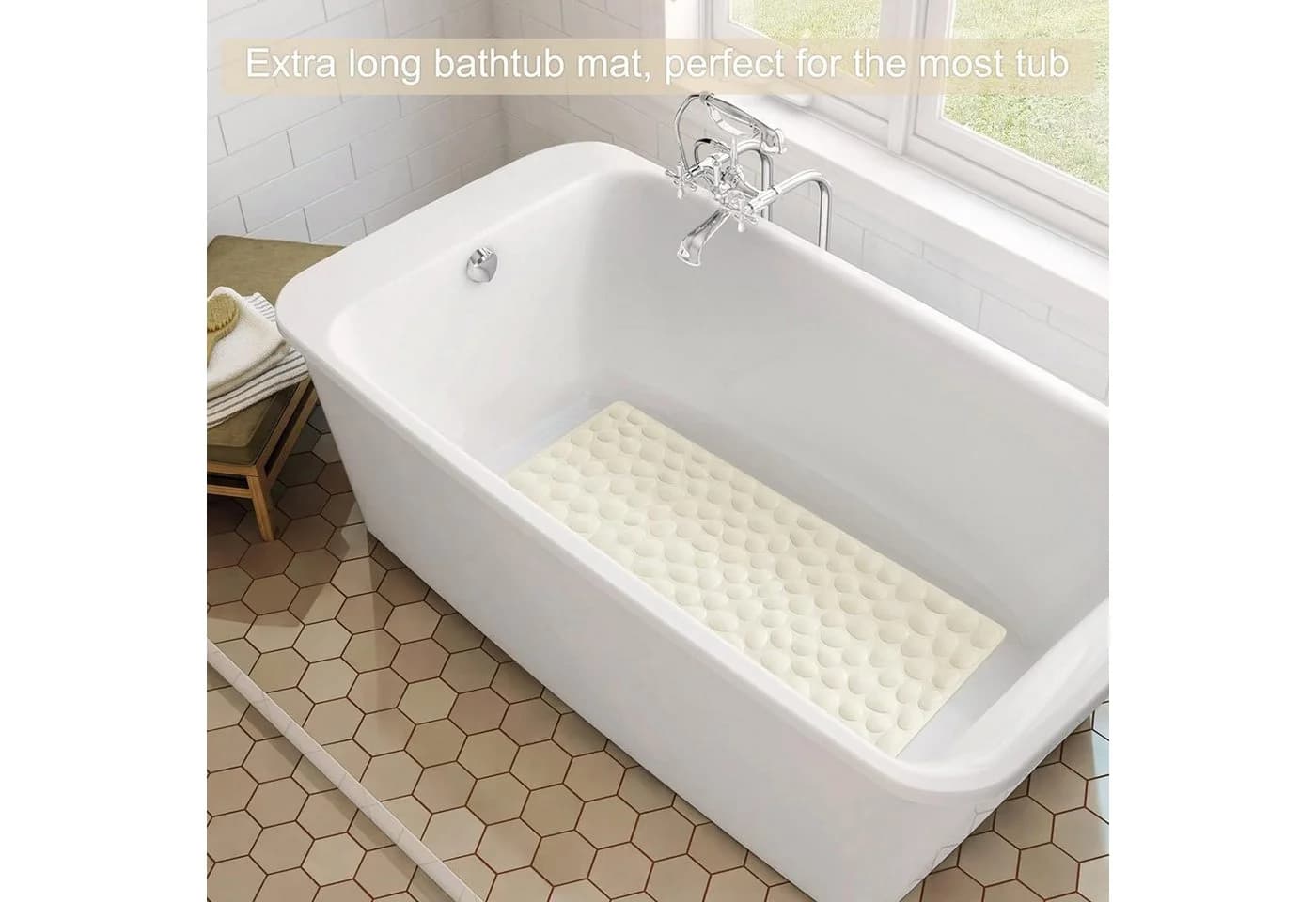 Refined Living Duschmatte Badewannenmatte rutschfest, Antirutschmatte für Badewanne, Badematte, 100% BPA-frei, schimmelresistent & maschinenwaschbar, 80x40 cm