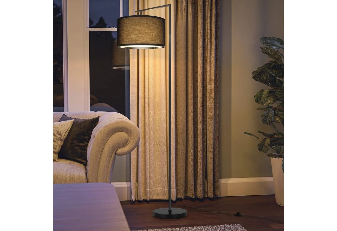 ZMH Stehlampe Modern Stoff Design E27 mit Fußschalter