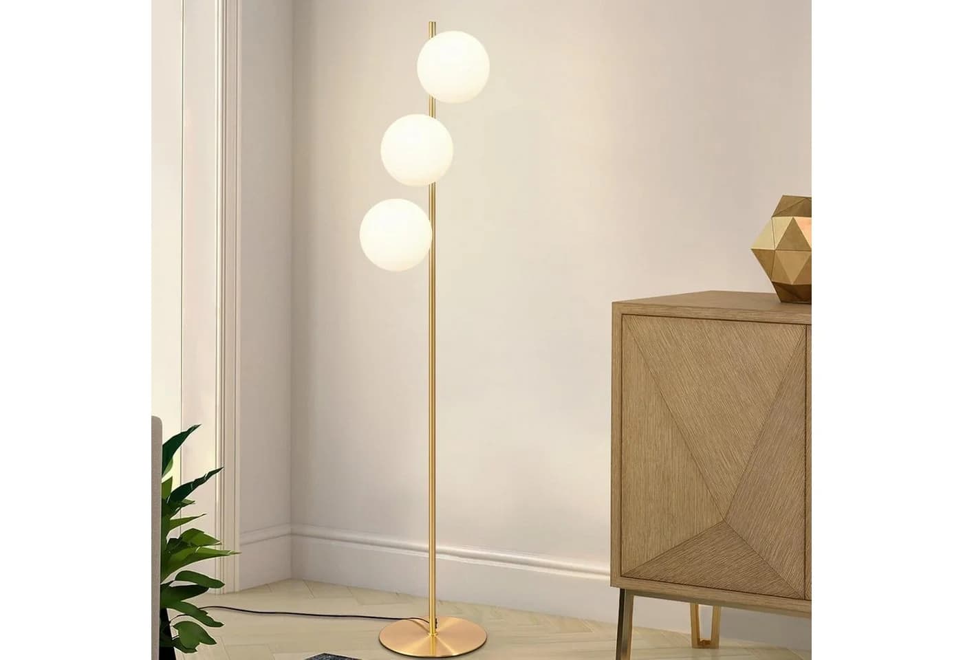ZMH Stehlampe Wohnzimmer Industrial Modern Schwarz/Gold - Bild 2