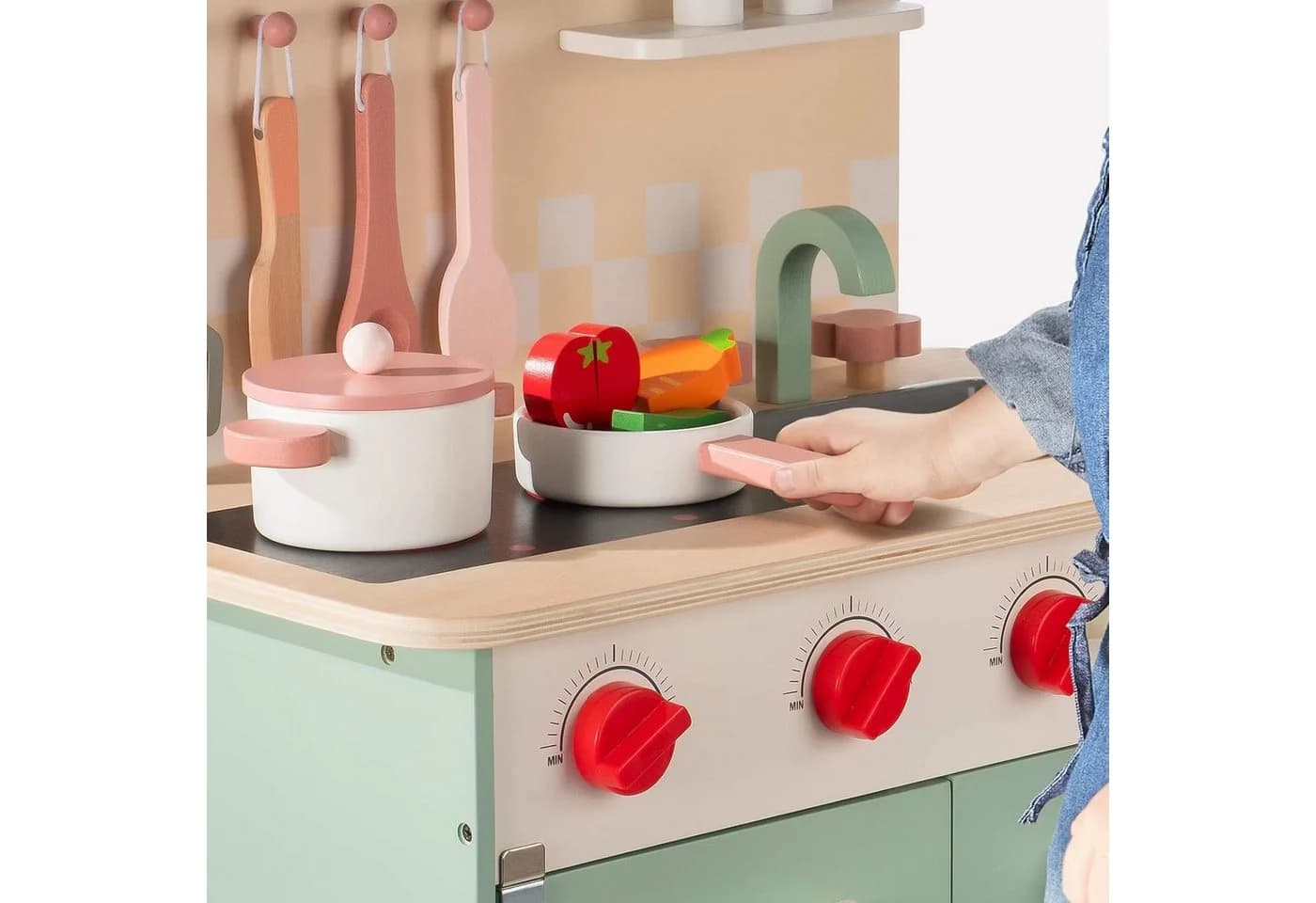 Vivitar Spielküche aus Holz mit Herd, Backofen, Kühlschrank, Mikrowelle & Spüle