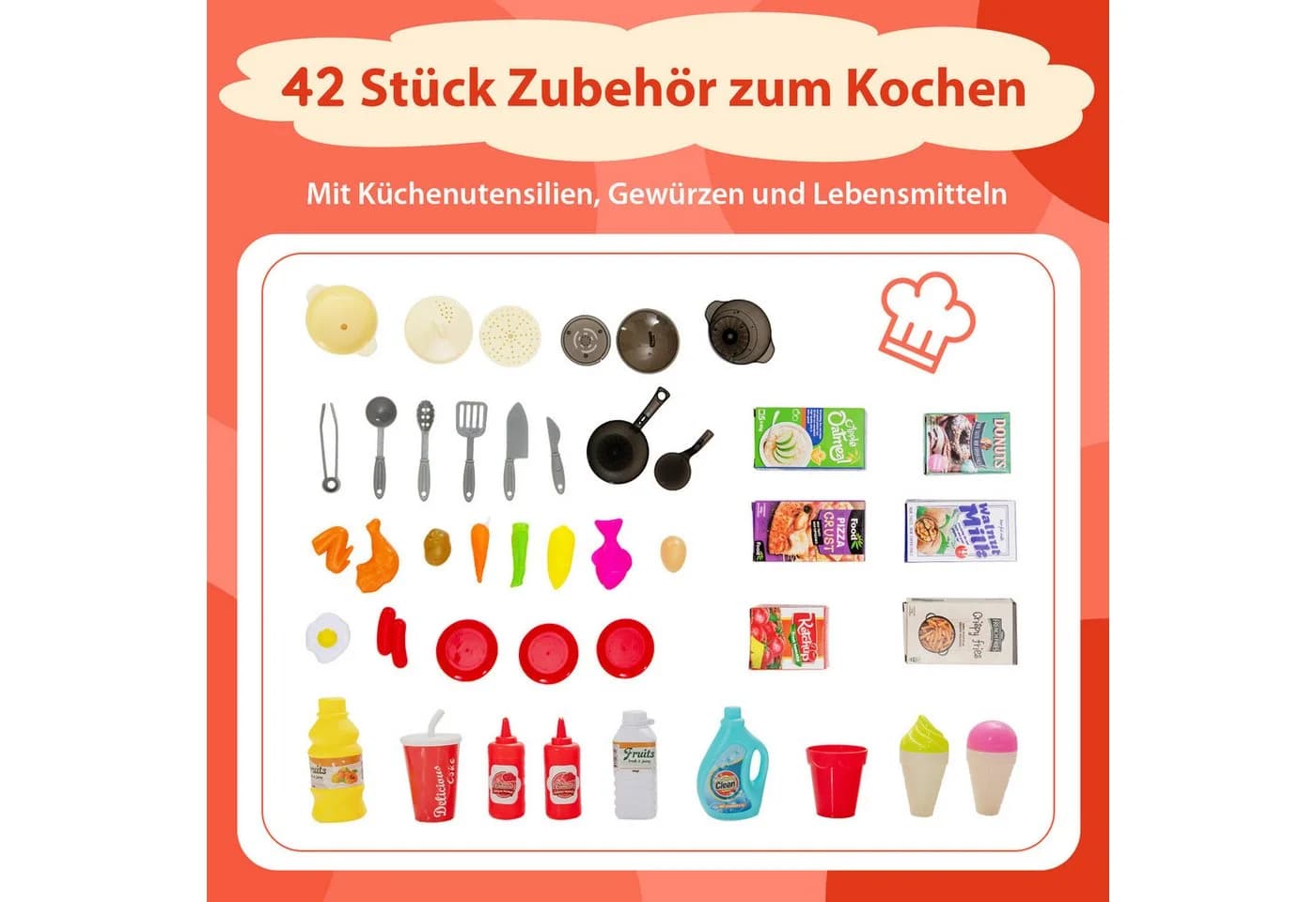COSTWAY Spielküche 42 TLG. Kinderküche Orange PP - Bild 3