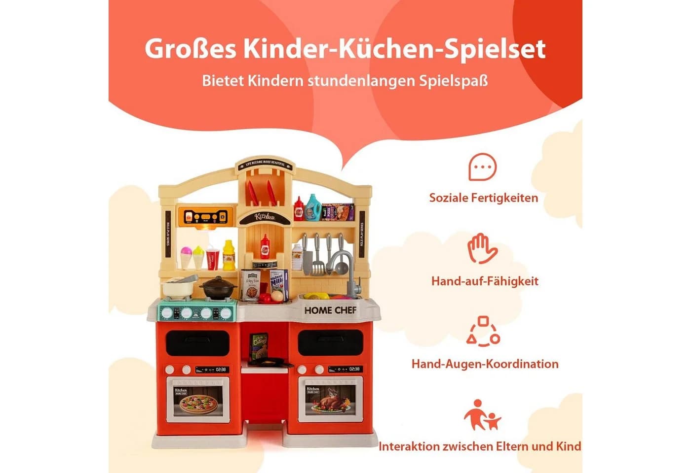 COSTWAY Spielküche 42 TLG. Kinderküche Orange PP - Bild 4