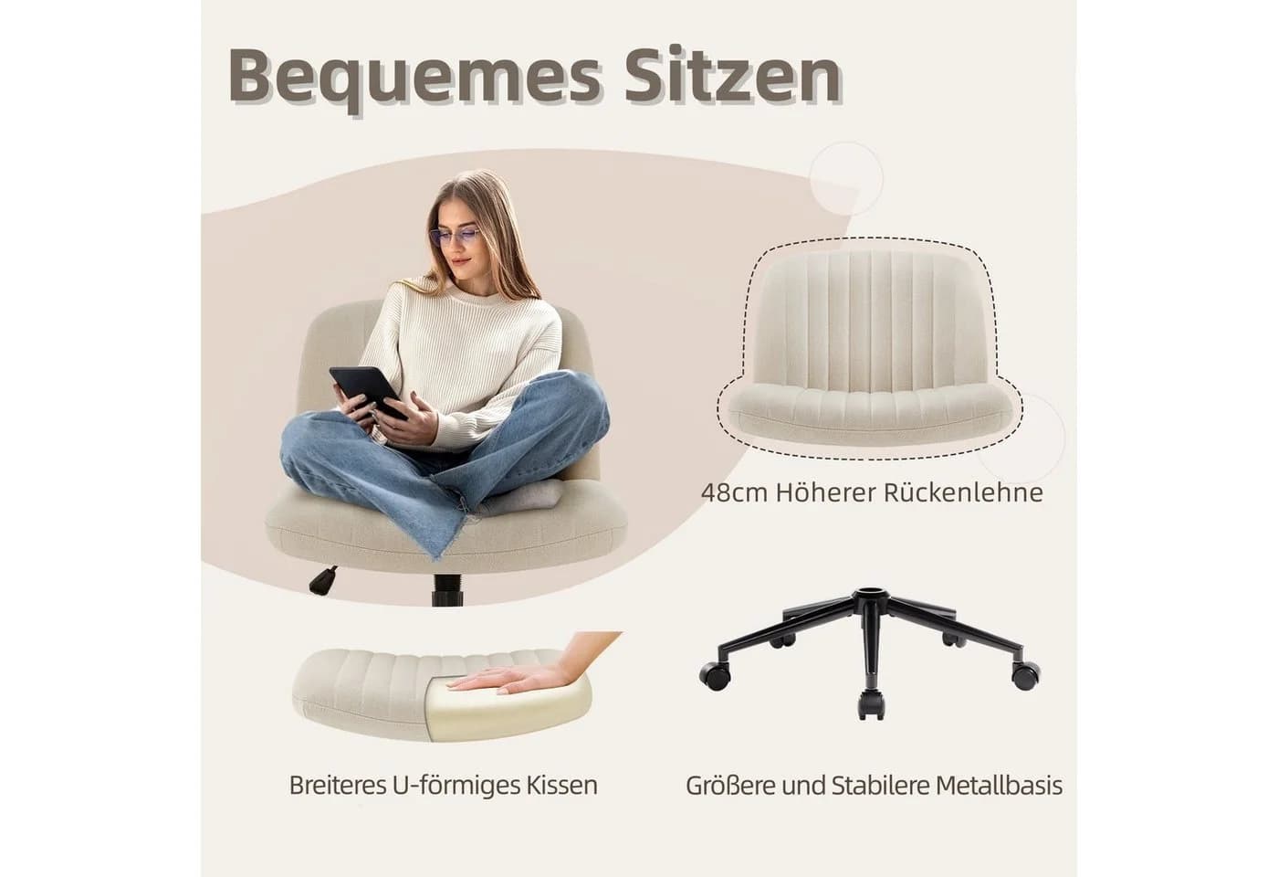 Intimate WM Heart Bürostuhl Ohne Armlehnen Ergonomisch Beige