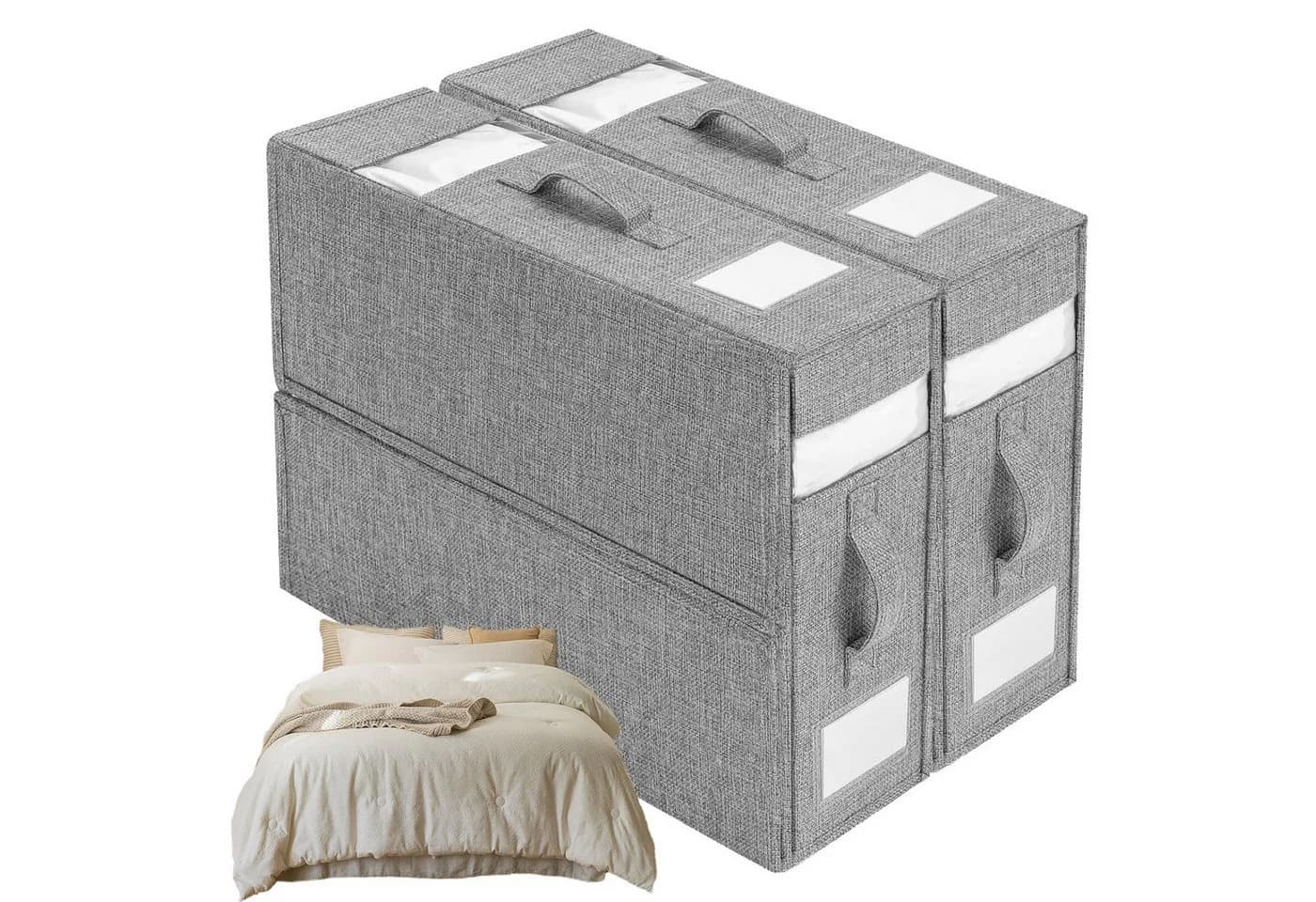 HEYHIPPO Aufbewahrungsbox 2er Set faltbar Bettlaken-Organizer grau - Bild 2