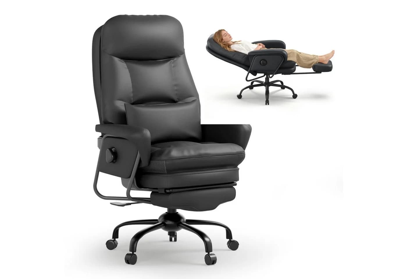 FLEXISPOT Drehstuhl 3-in-1 Ergonomischer Relax- & Bürostuhl mit 160° Liegefunktion Beige - Bild 2