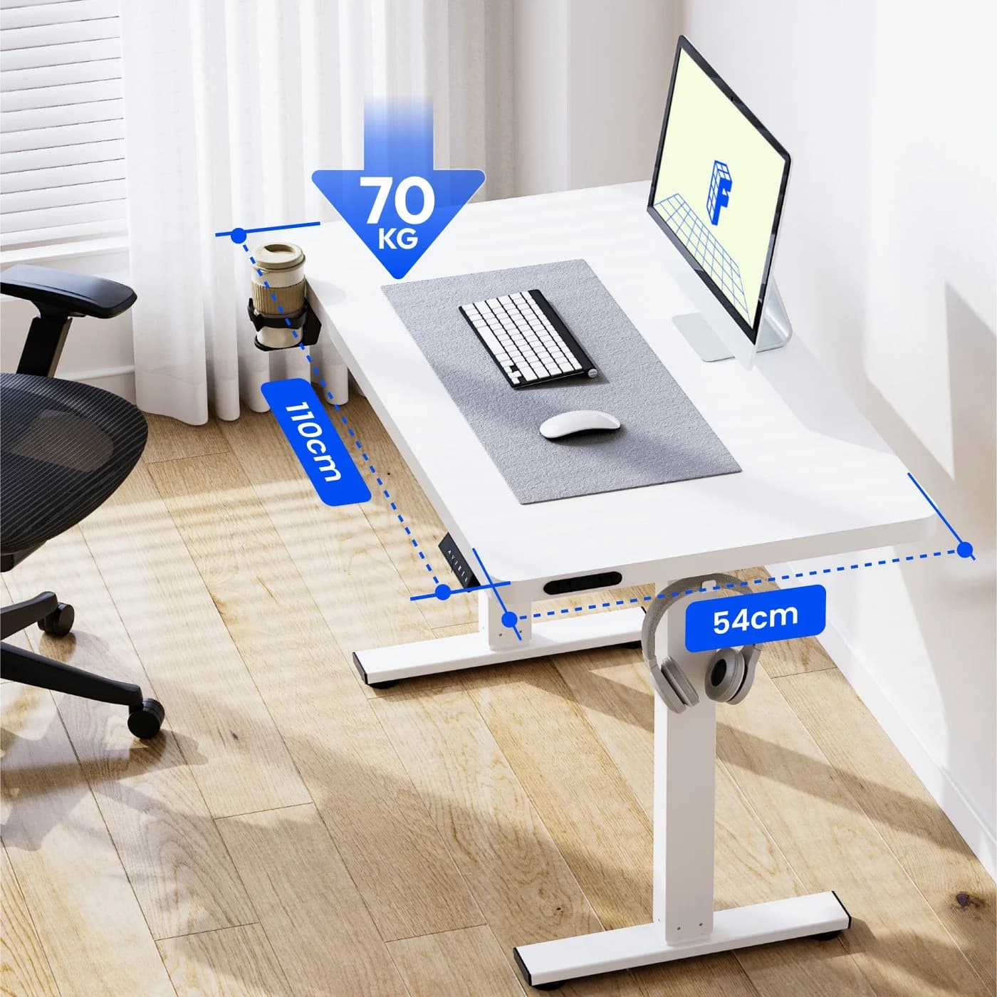 FLEXISPOT Elektrisch Höhenverstellbarer Schreibtisch Weiß - Bild 4