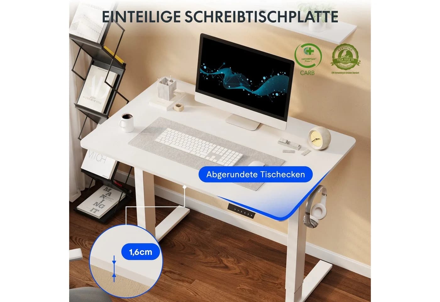 FLEXISPOT Elektrisch Höhenverstellbarer Schreibtisch Weiß - Bild 5