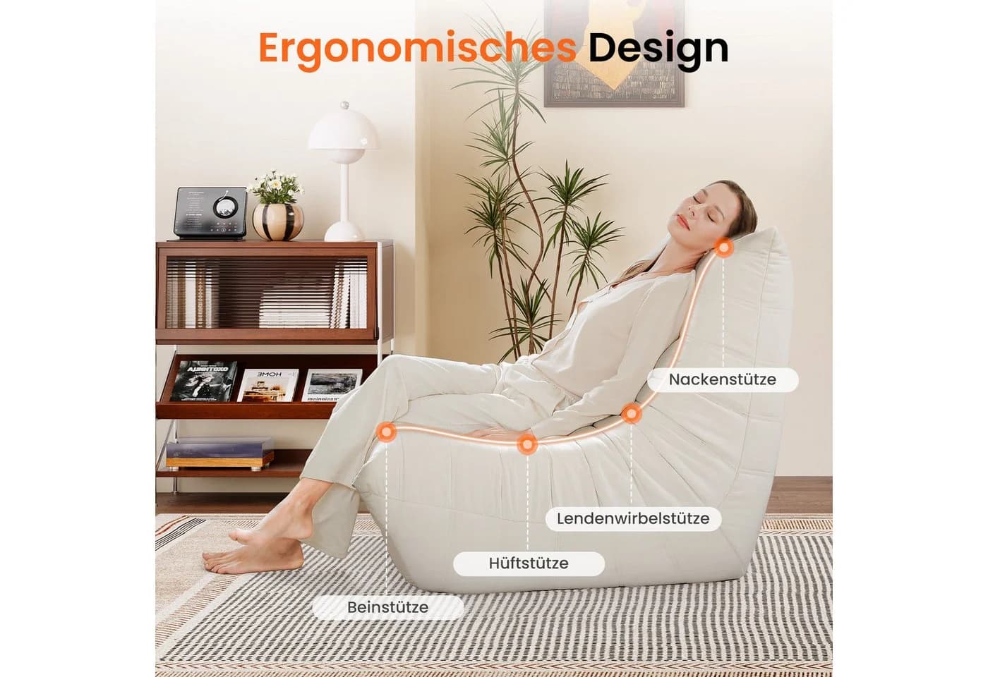 OUNUO Lounge-Sofa mit Memory-Schaum für kleine Räume Beige