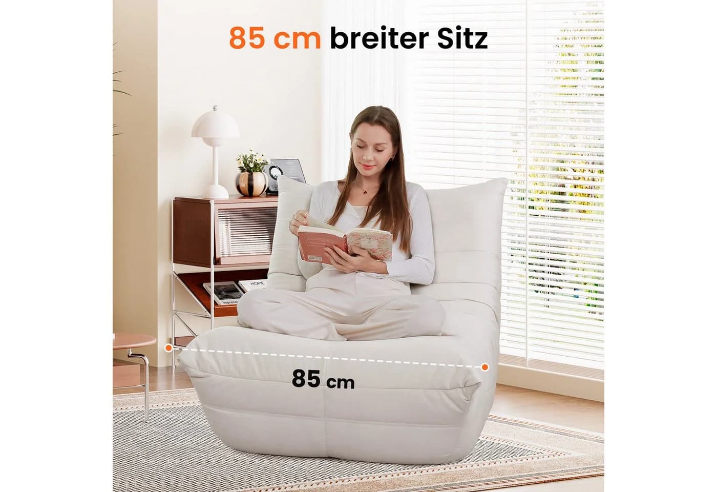 OUNUO Lounge-Sofa mit Memory-Schaum für kleine Räume Beige - Bild 3