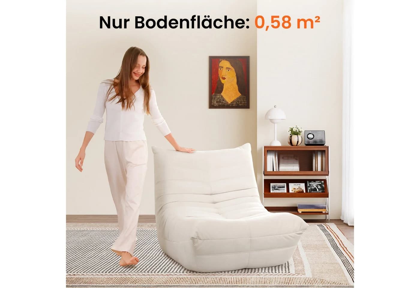 OUNUO Lounge-Sofa mit Memory-Schaum für kleine Räume Beige - Bild 4