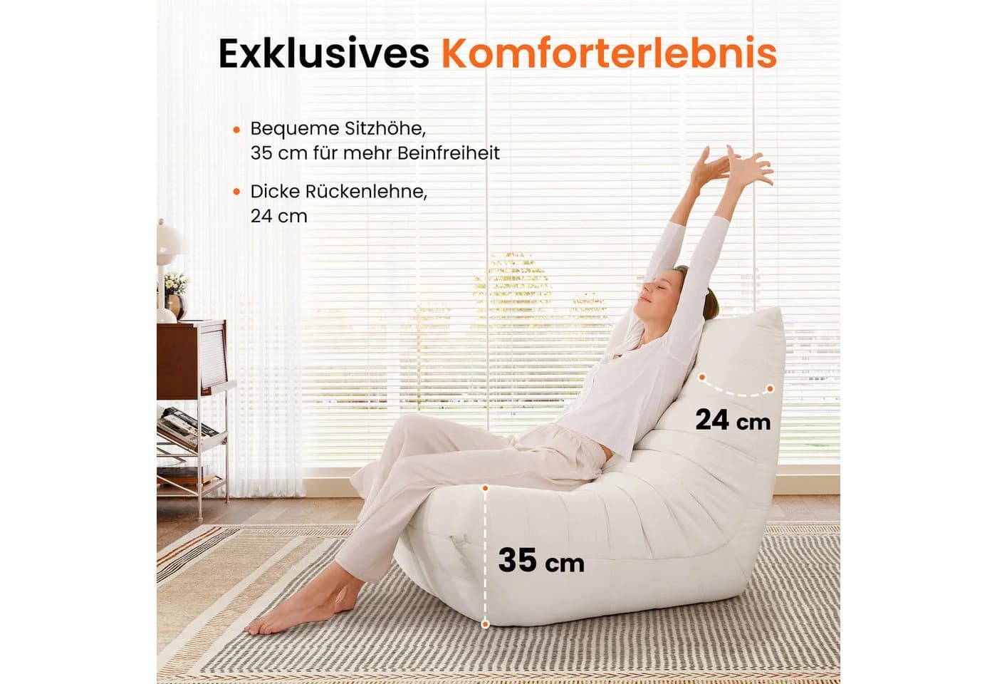 OUNUO Lounge-Sofa mit Memory-Schaum für kleine Räume Beige - Bild 5